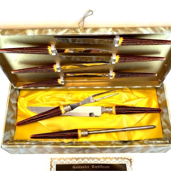 Crown Sheffield Stainless Steel Bakelite Antler Handled Steak Meat Knife… - Picture 4 of 13